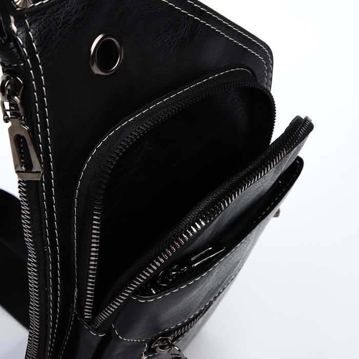 Сумка-слинг мужская из искусственной кожи, цвет чёрный Сумка-слинг мужская из искусственной кожи, цвет чёрный