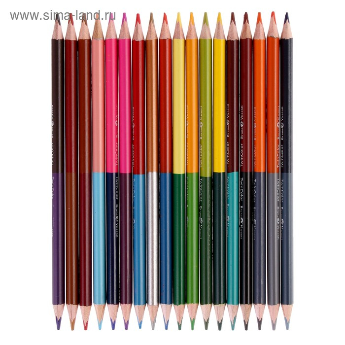 Карандаши цветные 36 цветов 18 штук Twincolor Happy, МИКС