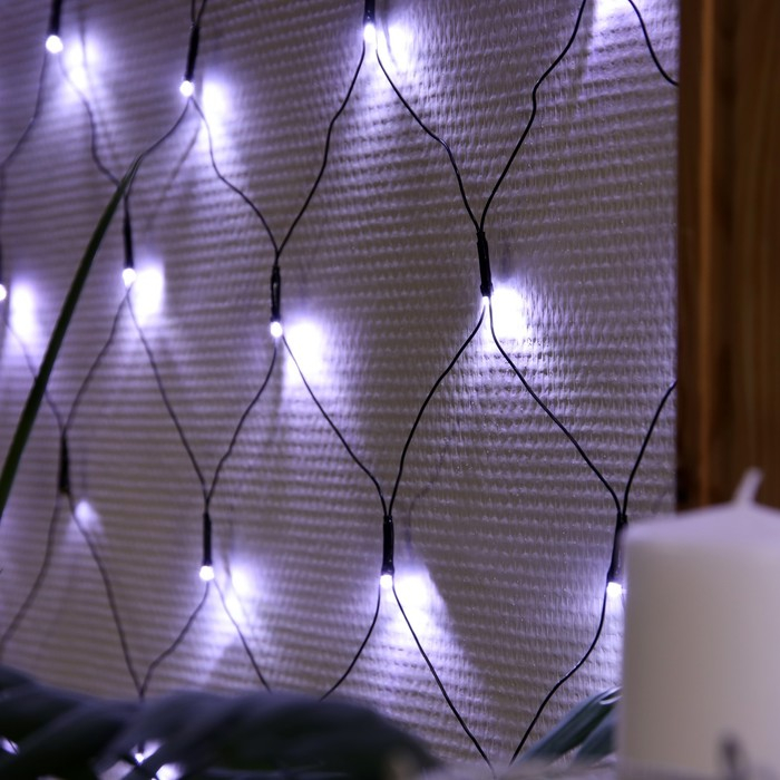 Гирлянда &laquo;Сеть&raquo; 1.6 &times; 1.6 м, IP20, тёмная нить, 144 LED, свечение белое, 8 режимов, 220 В
