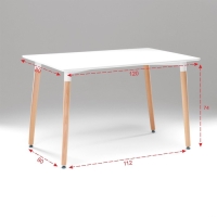 Стол на деревянных ножках HY-T04, белый, размер 120х80х74 см