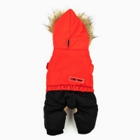 Одежда для собак. Комбинезон зимний &laquo;Тёплая зима&raquo;, красно-чёрный, размер S