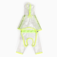 Дождевик-комбинезон для собак, р-р M (ДС 30, ОГ 42 см, вес 5-8 кг), прозрачный-жёлтый Дождевик-комбинезон для собак, р-р M (ДС 30, ОГ 42 см, вес 5-8 кг), прозрачный-жёлтый