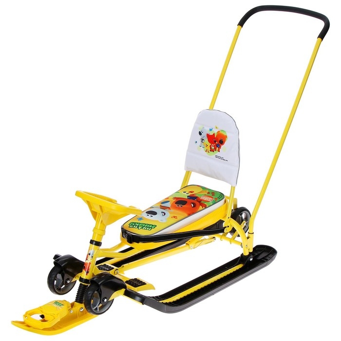 Снегокат с колёсами &laquo;Тимка спорт 6 Ми-ми-мишки&raquo;, с родительской ручкой, со спинкой и ремнём безопасности