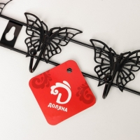 Вешалка настенная Доляна &laquo;Бабочки&raquo;, 6 крючков, 41,5&times;7,5&times;3,5 см, цвет чёрный