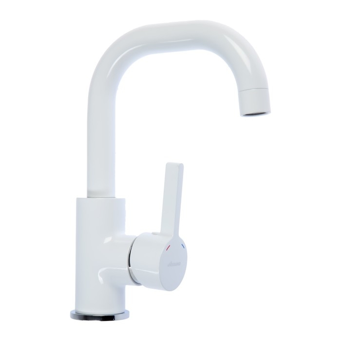 Смеситель для раковины Accoona A9687G, однорычажный, длина излива 139 мм, белый Смеситель для раковины Accoona A9687G, однорычажный, длина излива 139 мм, белый