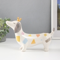Сувенир керамика "Такса в короне" разноцветные пятна 23,2х6,2х15,8 см