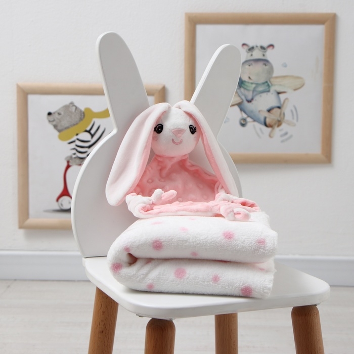 Плед с игрушкой Крошка Я "Зайка" 75*90см, цв. розовый