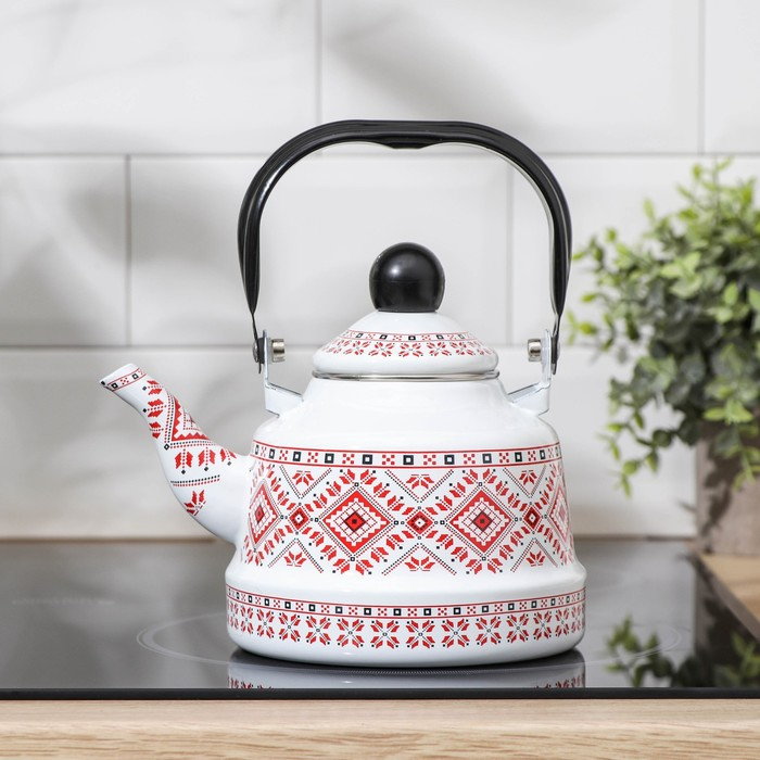 Чайник эмалированный &laquo;Скандинавия&raquo;, 1,1 л, 19&times;14&times;21 см, индукция, цвет белый