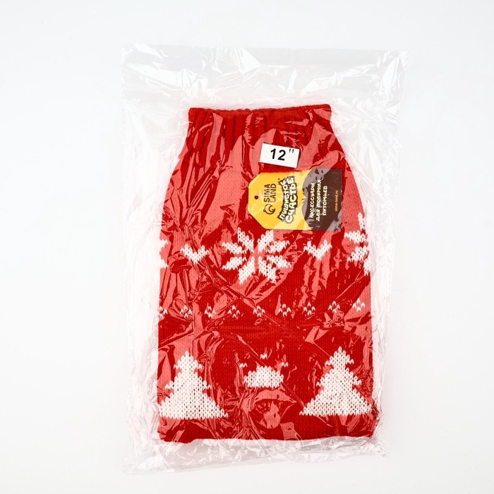 Одежда для собак. Свитер вязаный с орнаментом &laquo;Новогодний&raquo;, красный, размер XL