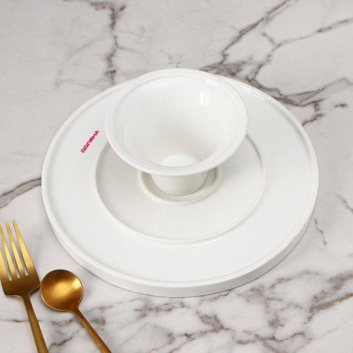 Подставка для тортов и десертов фарфоровая Доляна «Глория», d=21,5 см, цвет белый Подставка для тортов и десертов фарфоровая Доляна «Глория», d=21,5 см, цвет белый