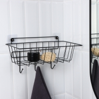 Корзина с 3-мя крючками, 37&times;20&times;19,5 см, цвет черный