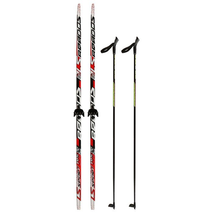 Комплект лыжный: пластиковые лыжи 195 см с насечкой, стеклопластиковые палки 155 см, крепления NN75 мм, цвета МИКС Комплект лыжный: пластиковые лыжи 195 см с насечкой, стеклопластиковые палки 155 см, крепления NN75 мм, цвета МИКС