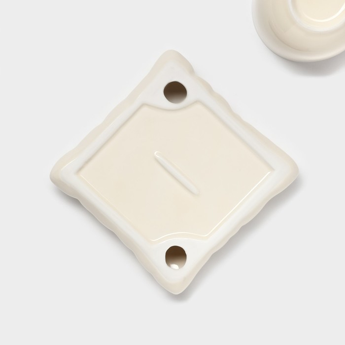 Чайная пара керамическая с ложкой «Зефирка», 2 предмета: чашка 250 мл, блюдце d=13 см, цвет бежевый Чайная пара керамическая с ложкой «Зефирка», 2 предмета: чашка 250 мл, блюдце d=13 см, цвет бежевый