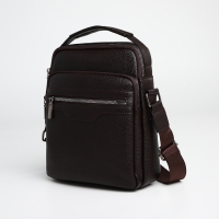 Сумка мужская через плечо TEXTURA, 3 наружных кармана, цвет коричневый