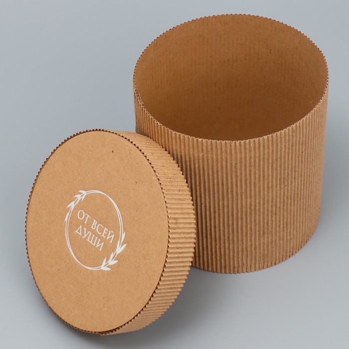 Коробка подарочная шляпная из микрогофры, упаковка, «От всей души», 15 х 15 см Коробка подарочная шляпная из микрогофры, упаковка, «От всей души», 15 х 15 см