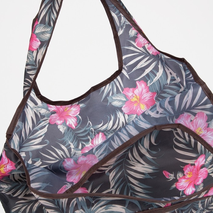 Сумка хозяйственная без застежки, складная, цвет чёрный/розовый