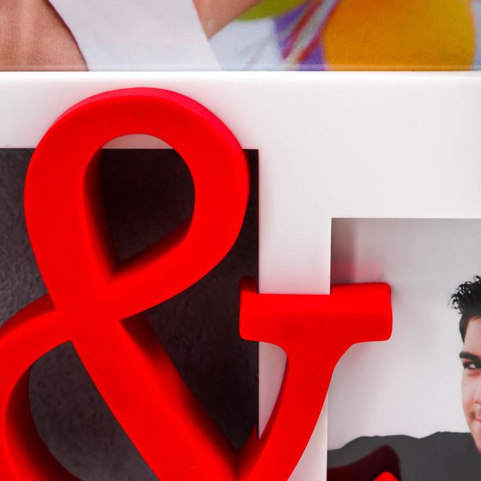 Фоторамка пластик на 4 фото 10х15, 13х18 см Фоторамка пластик на 4 фото 10х15, 13х18 см "Mr&Mrs" белая 40х33х2 см