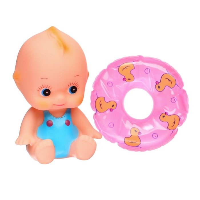 Набор резиновых игрушек для ванны &laquo;Пупс в ванне&raquo;, с пищалкой, 6 шт, цвет МИКС, Крошка Я