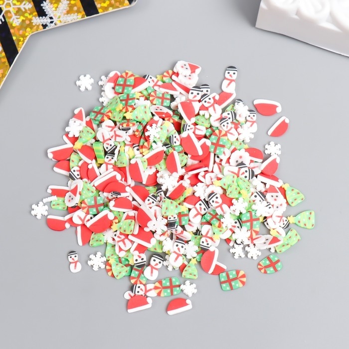 Декор для творчества пластик Декор для творчества пластик "Новогоднее ассорти" набор 20 гр МИКС