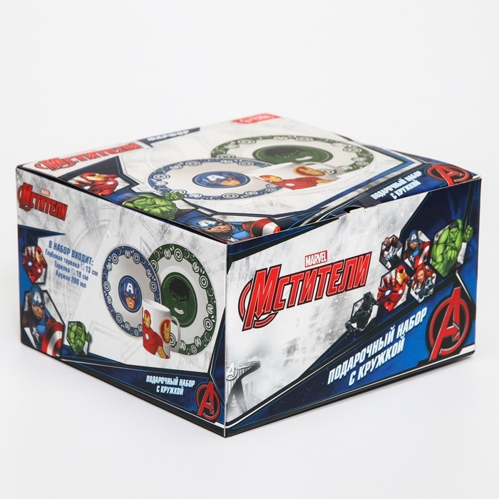 Набор посуды из керамики, 3 предмета: тарелка &Oslash; 16,5 см, миска &Oslash; 14 см, кружка 200 мл, "Мстители", Марвел