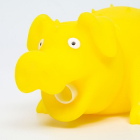 Игрушка пищащая "Весёлая свинья" для собак, хрюкающая, 19 см, жёлтая