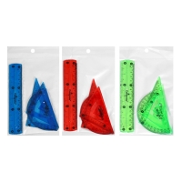 Набор геометрический, силиконовый, гибкий: линейка 15 см, 2 угольника, транспортир, МИКС Набор геометрический, силиконовый, гибкий: линейка 15 см, 2 угольника, транспортир, МИКС