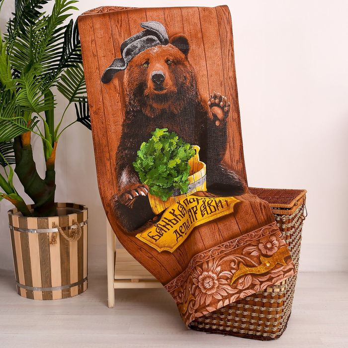 Полотенце Полотенце "Банька парит" 60х146 см, 100% хлопок 160гр/м2