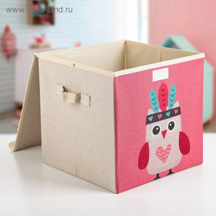 Короб стеллажный для хранения с крышкой &laquo;Совушка-индеец&raquo;, 29&times;29&times;28,5 см