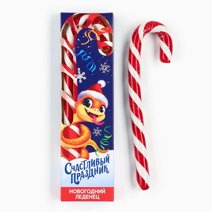 Леденец трость &laquo;Счастливый праздник&raquo;, со вкусом клубники, 50 г