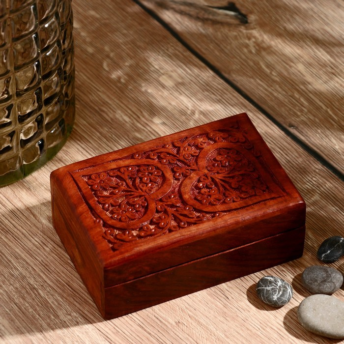 Шкатулка дерево резная Шкатулка дерево резная "Два сердца" 15х10х6,5 см