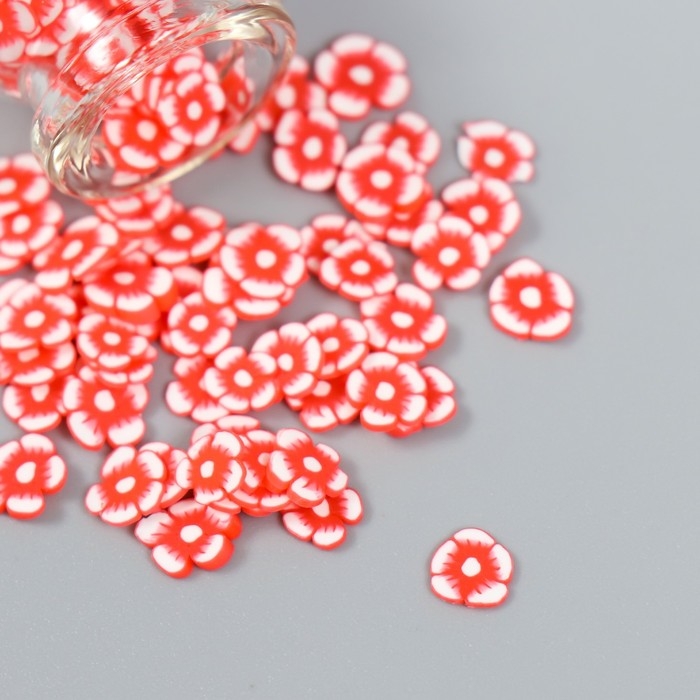 Декор для творчества пластик "Цветок. Красно-белая петуния" набор 8 гр 5х2х2 см