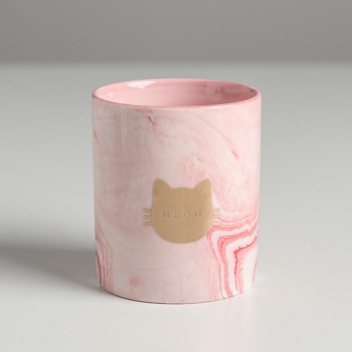Горшок для цветов с тиснением, &laquo;Мяу&raquo;, 8 х 9.5 см