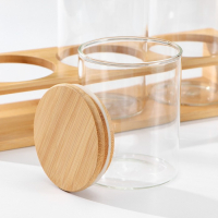 Банки стеклянные для хранения сыпучих продуктов &laquo;Эко&raquo;, 3 предмета: 300/360/450 мл, 7&times;10/12,5/15,5 см, с бамбуковой крышкой