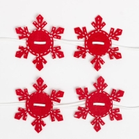 Новый год. Набор для декора столовых предметов «Снежинка», 4 шт, цветкрасный 6х7 см, 100% п/э, фетр Новый год. Набор для декора столовых предметов «Снежинка», 4 шт, цветкрасный 6х7 см, 100% п/э, фетр