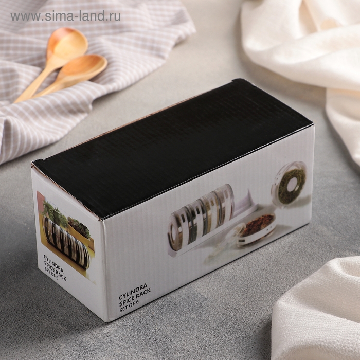 Набор для специй &laquo;Цилиндр&raquo;, 6 шт на подставке, 19&times;8&times;9 см