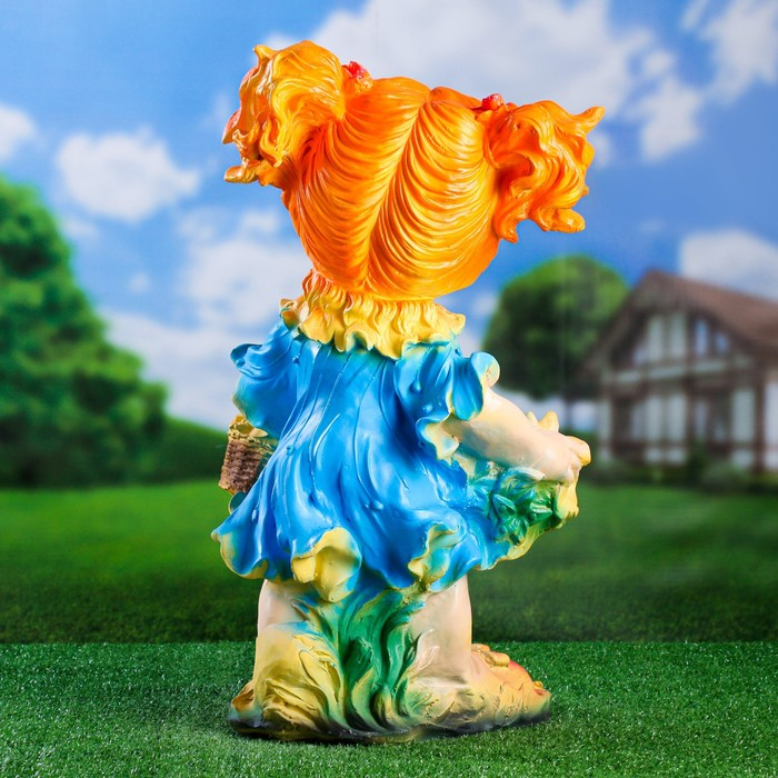 Садовая фигура Садовая фигура "Гном девочка с цветами" большая 30х29х58см МИКС