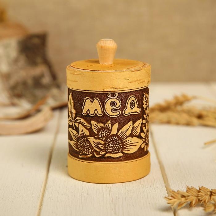Туес «Цветочный», мёд, 6×9,5 см, береста Туес «Цветочный», мёд, 6×9,5 см, береста