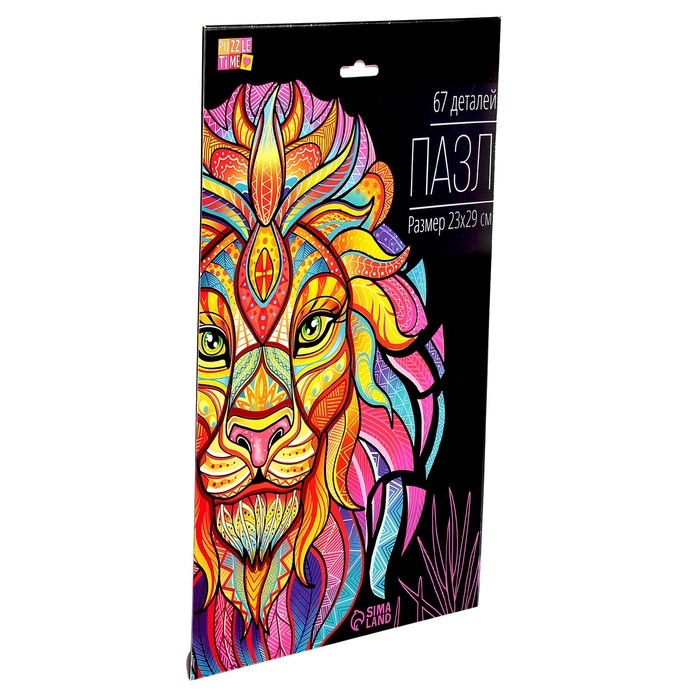 Фигурный пазл в рамке &laquo;Лев&raquo;, на подложке, 67 деталей