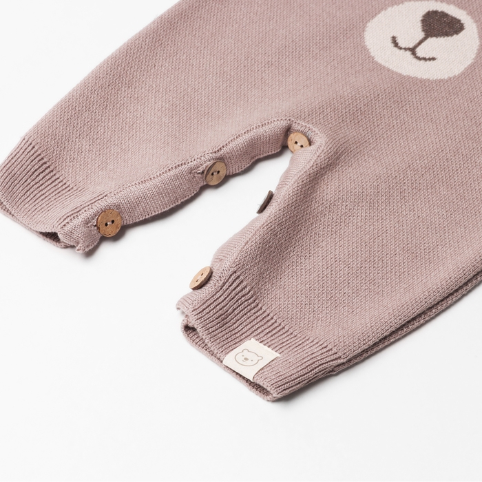 Комбинезон вязаный Крошка Я "Мордочка", рост 62-68 см, бежевый