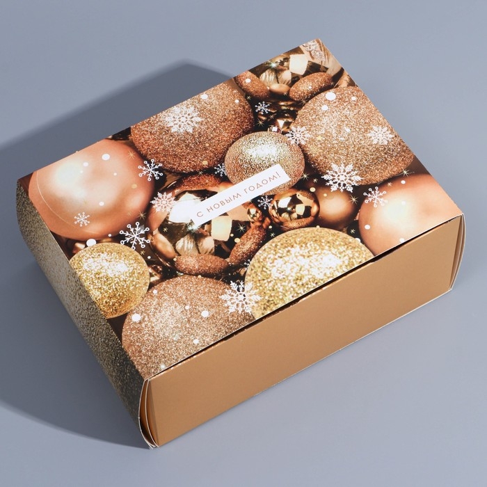 Подарочная коробка складная, новогодняя&laquo;Новогодние шары&raquo;, 20 х 15 х 8 см, Новый год