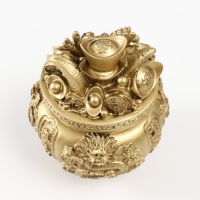 Нэцкэ полистоун под бронзу "Чаша богатства с драконом" 9х9х11 см Нэцкэ полистоун под бронзу "Чаша богатства с драконом" 9х9х11 см