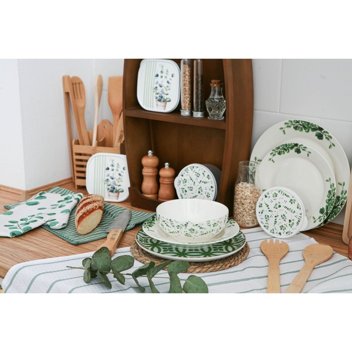 Набор кухонный Доляна &laquo;Эвкалипт": варежка 20х27 см, прихватка 19х19 см, 100% хлопок