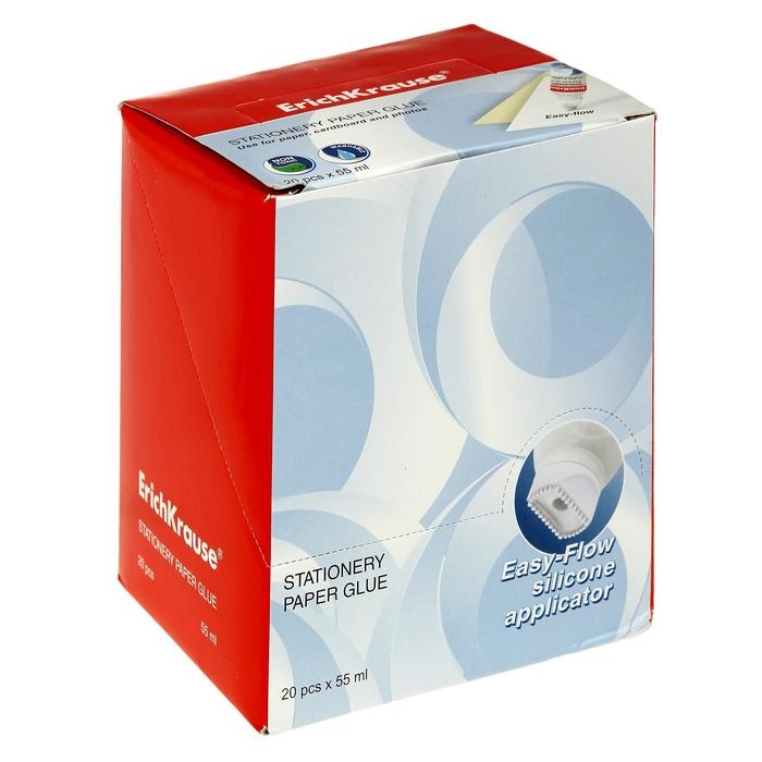 Клей канцелярский ErichKrause, 50 мл, с мягким силиконовым аппликатором, подходит для бумаги, морозостойкий Клей канцелярский ErichKrause, 50 мл, с мягким силиконовым аппликатором, подходит для бумаги, морозостойкий
