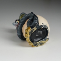 Копилка полистоун "Змея тёмная с подсолнухами и монетами" 7,2х6,5х11,2 см Копилка полистоун "Змея тёмная с подсолнухами и монетами" 7,2х6,5х11,2 см