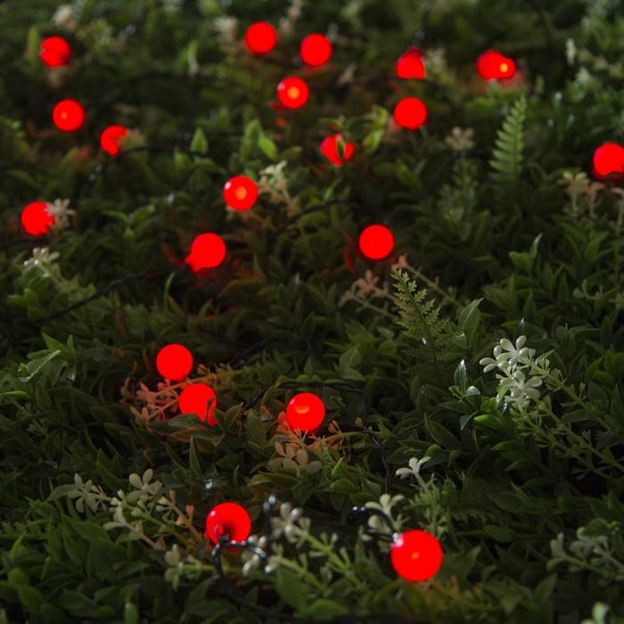 Гирлянда &laquo;Нить&raquo; 4.5 м с насадками &laquo;Шарики&raquo;, IP44, тёмная нить, 30 LED, свечение красное, 2 режима, солнечная батарея
