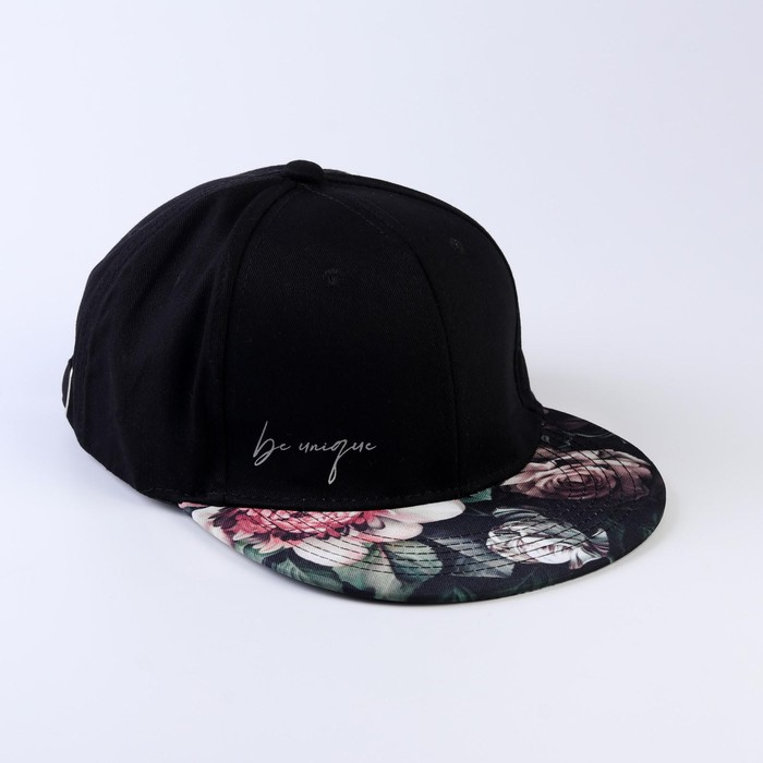 Кепка женская с прямым козырьком Be unique, цвет чёрный р-р 56 Кепка женская с прямым козырьком Be unique, цвет чёрный р-р 56