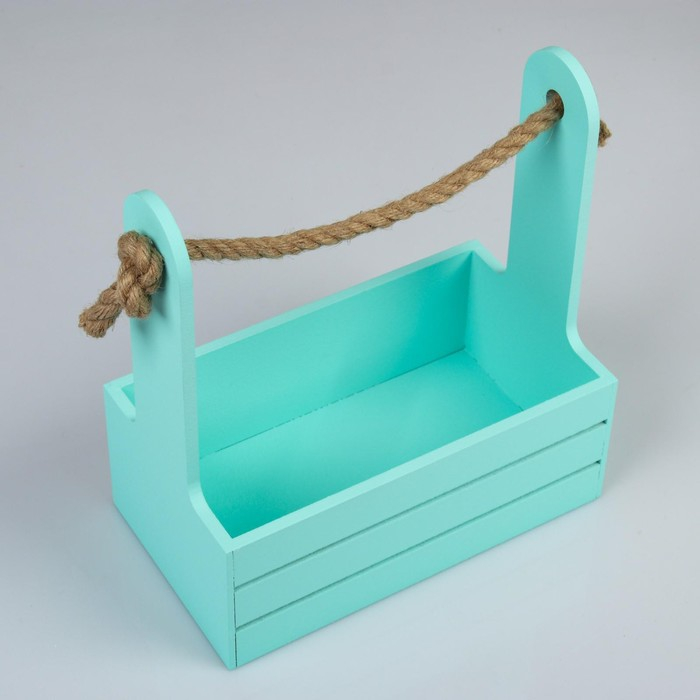 Набор кашпо деревянных 2 в 1 (25&times;15&times;30; 21&times;12&times;23 см) "Dear", ручка канат, мята