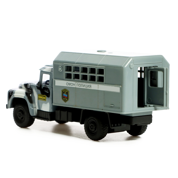 Грузовик металлический «ЗИЛ. ОМОН», инерционный, 1:52, открывается дверь, цвет серый Грузовик металлический «ЗИЛ. ОМОН», инерционный, 1:52, открывается дверь, цвет серый