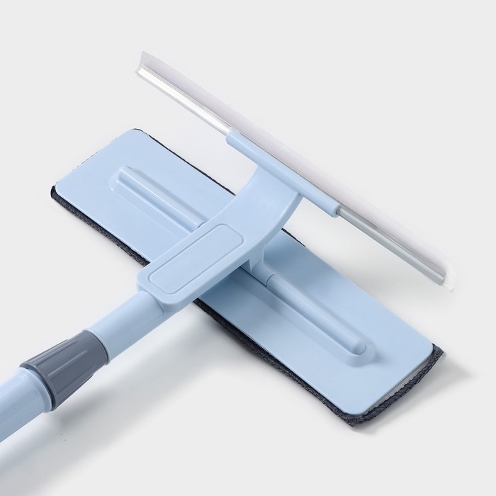 Щётка для окон Доляна, стальная телескопическая ручка 76(116) см, водосгон 29 см, насадка из микрофибры 29&times;8 см