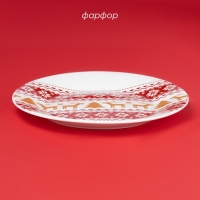 Тарелка новогодняя Доляна &laquo;Финский лес&raquo;, d=20,5 см, фарфор, цвет белый